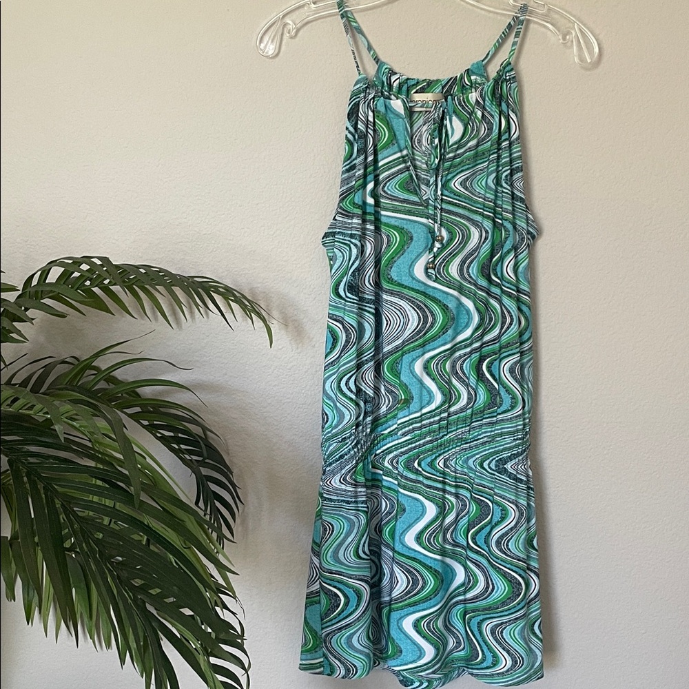Veronica M Turquoise and Green Patterned Dress
